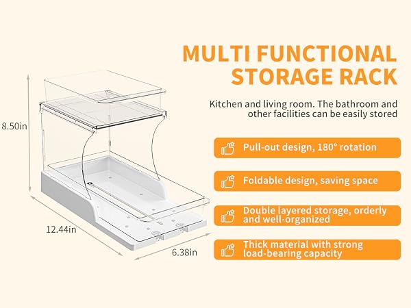 Pull-out clear rotating storage box