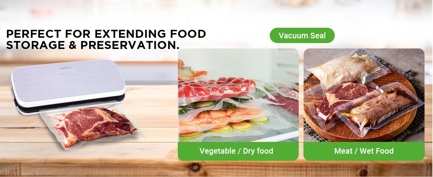 food preservation vacuum sealing dry wet food vegetables meat airtight