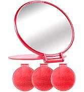 Compact Mirror Bulk Round Makeup Mirror for Purse, Set of 3, 2.6"L x 2.37"W (Red)