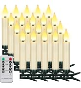 FREEPOWER Christmas Tree Taper Candles with Removable Clips Flameless Electric Fake Candles with ...