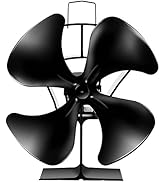 COSTWAY 4-Blade Stove Fan, Multi-Function Fuel Heat Powered Fan, Black, 6.5''X 3.0''X9.0''(LXWXH)...