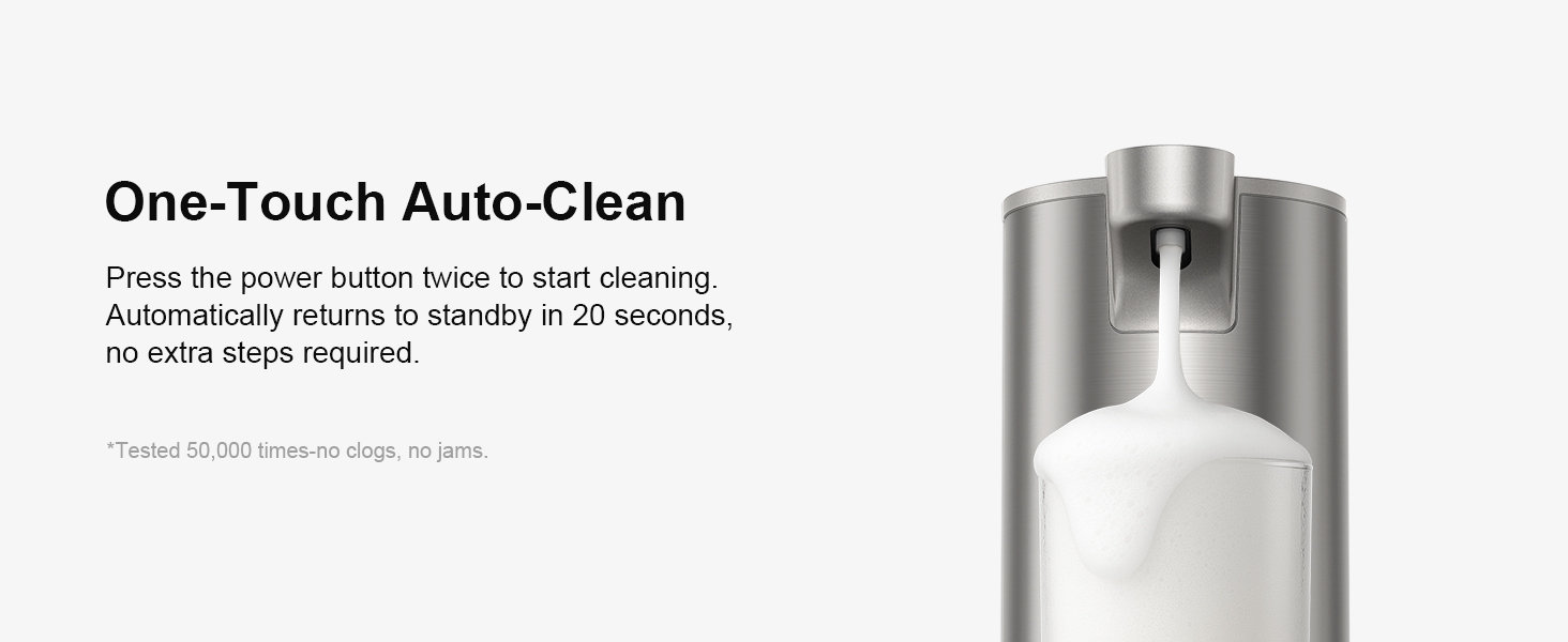 Self cleaning soap dispenser helps prevent clogs, easy to maintain and good for long term use.