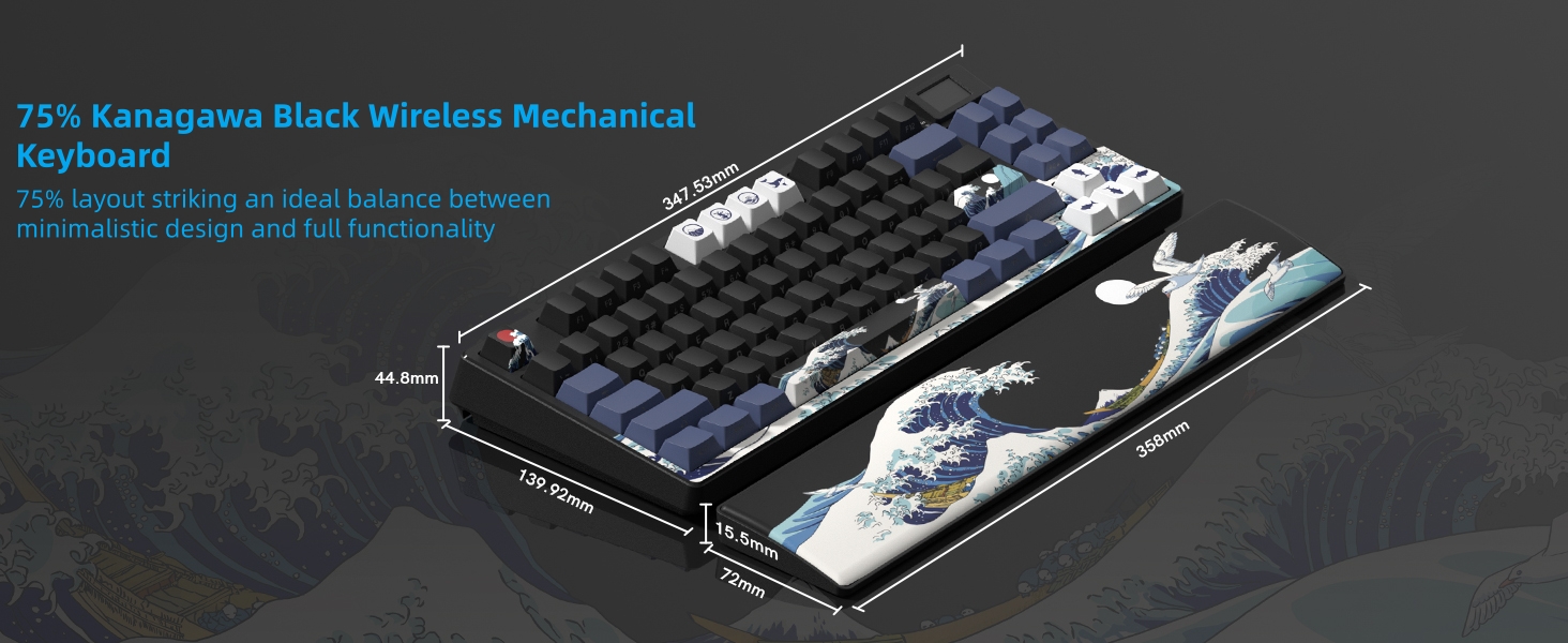 75% Wireless Mechanical Keyboard, Creamy Gaming Keyboard, 75% Black keyboard