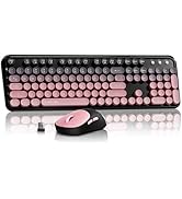 EWEADN V96 Wireless Keyboard and Mouse Combo, 2.4G Wireless Full-Sized Retro Typewriter Style Key...
