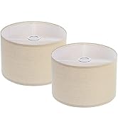 PATIKIL Drum Lamp Shades Set of 2, 12"x12"x8" Linen Lamp Shade Easy Assembly Lampshade for Table ...