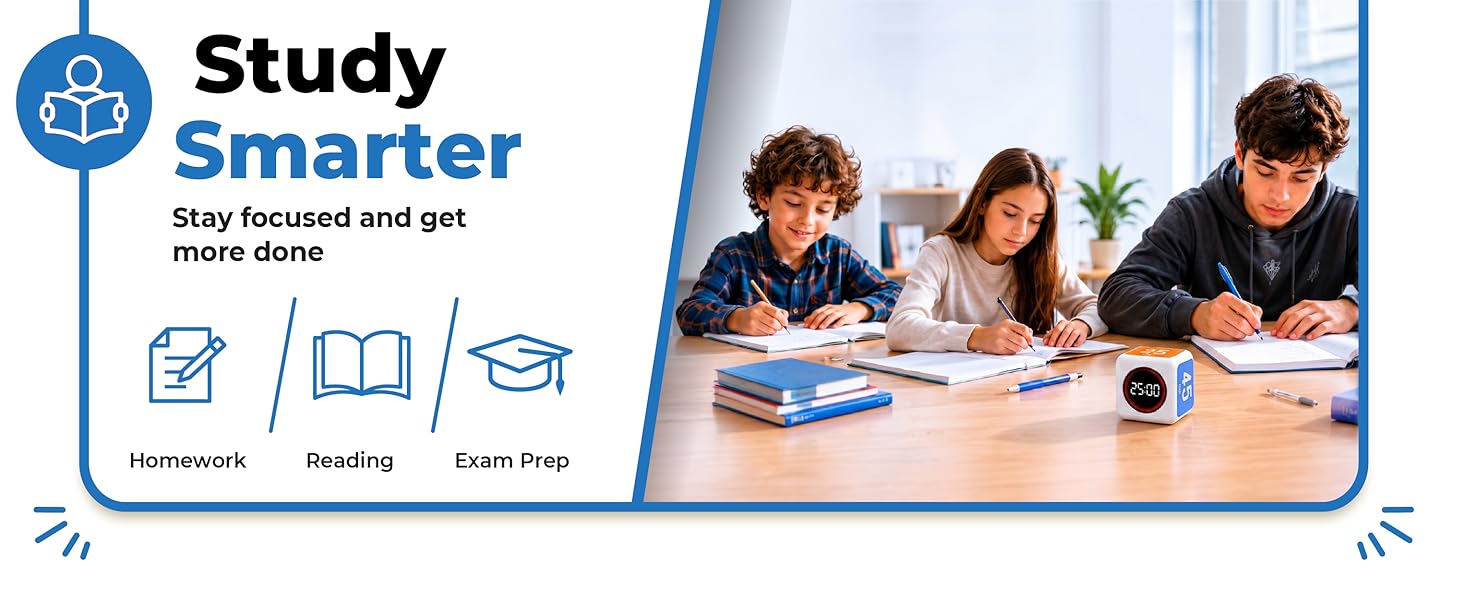 Visual timer for students, homework, reading, exam preparation, study sessions, focus, productivity