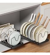 NCONCO Pots and Pans Organizer Under Cabinet, 2 Pack Pull Out Pot and Pan Organizer with 8 Divide...