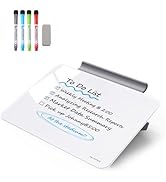 Small Desktop Glass Dry-Erase Whiteboard - 8 X 6 Inches Tabletop Easel Whiteboard with Stand, Des...