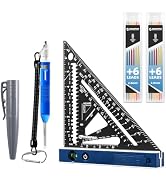 7inch Rafter Square with Light Up Level Vial, Heavy Duty Multi-Purpose Aluminum Triangle Ruler wi...
