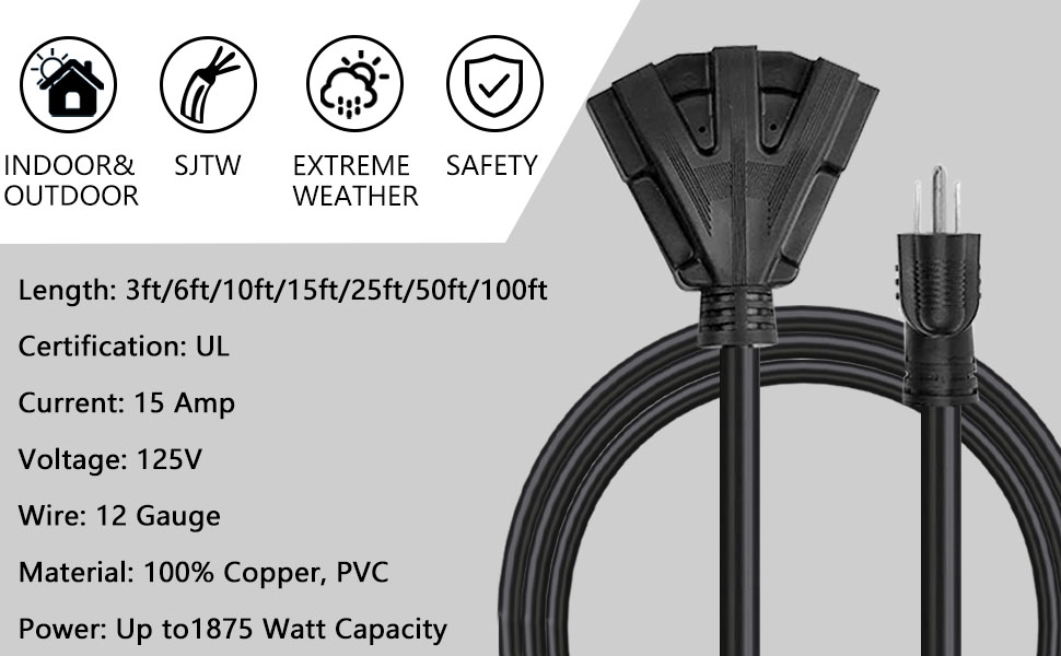 12/3 3 outlets Extension Cord 