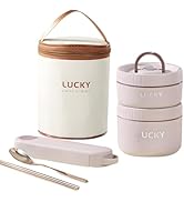 Ausenzup Stainless Steel Lunch Box, 3-Tier Insulated Bento Box Microwave Safe Soup Bowl for Adult...