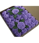 CODE FLORIST Artificial Foam Roses 30pcs with Leaves and Stems for Wedding Bridel Shower Bouquets...