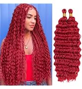 EERYA Long Curly Braiding Hair 18 Inch 2 Packs Red Ocean Wave for Black Women Deep Wave Braiding ...