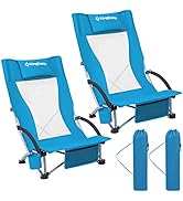 KingCamp Portable Folding Beach Chair with Carry Bag, High Back Beach Chairs for Adults, Chair fo...