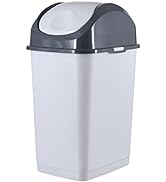 Superio Small 2.5 Gallon Plastic Trash Can with Swing Top Lid, Compact Slim Waste Bin for Under D...