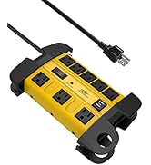 Heavy Duty Surge Protector Power Strip with 2 USB Ports, CRST 8-Outlet Metal Industrial Power Blo...