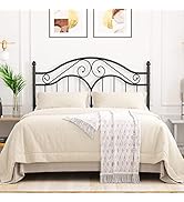 Elephance Full Size Metal Bed Frame with Vintage Headboard,11 Inches Storage Space Platform Bed N...