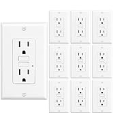 10 Pack-GFCI Outlet 15 Amp,Self-Test,Electrical Outlet with Thinner Design,WR Weather Resistant G...