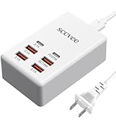 USB C Charger, 55W 6-Port USB C Charger Holder Multi-USB Charging Station Desktop Multi-Port USB ...
