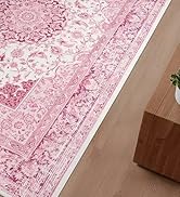 Macgace 4x6 Washable Rugs for Living Room, Faux Wool Vintage Rug for Bedroom Dining Room, Low Pil...