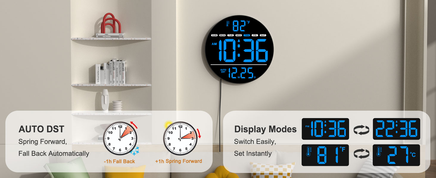 digital wall clock with AUTO DST