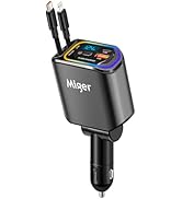Miger 4 in 1 Retractable Car Charger,65W iPhone Car Charger Fast Charging with Cord 3FT,2 USB Por...