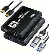XIIXMASK USB 3.0 HDMI Capture Card, 4K60FPS Capture with Pass-Through | Dual-Port USB-A/USB-C for...