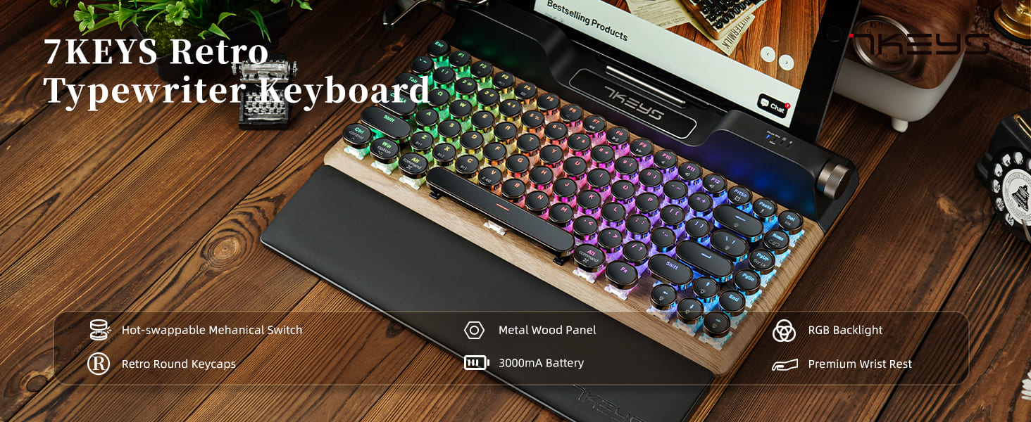 7KEYS Retro Typewriter Keyboard