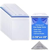 10 Pack Vertical Extra Thick Clear ID Badge Holder Card Holder with Resealable Zip for Multiple C...