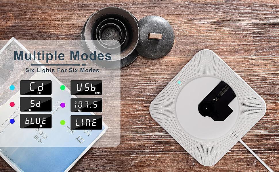 Wall Mountable CD Player Bluetooth Desktop CD Player Speakers