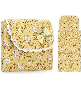 JINSI Foldable Floral Period Bag, Sanitary Pad &amp; Tampon Organizer | Dual pockets, washable cotton...