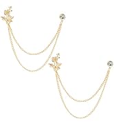 KINCHYGO, 2 Pack Long Chain Brooch for Men Suit Floral Collar Pins