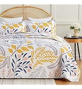 EXQ Home Quilt Set Full Queen Size Print 3 Piece,Lightweight Soft Coverlet Modern Style Colored L...