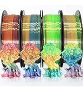 BBLIFE 1.75mm Silk Shiny 4 Types Rainbow Multi Colored Fast Color Change PLA 4 in 1 3D Printer Fi...