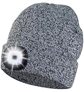 Unisex Beanie Hat with Light, USB Rechargeable LED Headlamp Cap Warm Knit Hats for Winter Safety,...