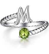 Adjustable A to Z Initial Letter Ring |1-12 Month Birthstone Rings for Girls Women | Personalized...