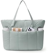 Narwey Puffer Tote Bag for Women Work with Laptop Compartment, Puffy Quilted Work Tote Bags for T...