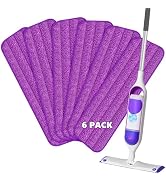 HOMTOYOU Reusable Pads Refills for Swiffer Power Mop: 6 Pack Microfiber Pad for Multi-Surface Flo...