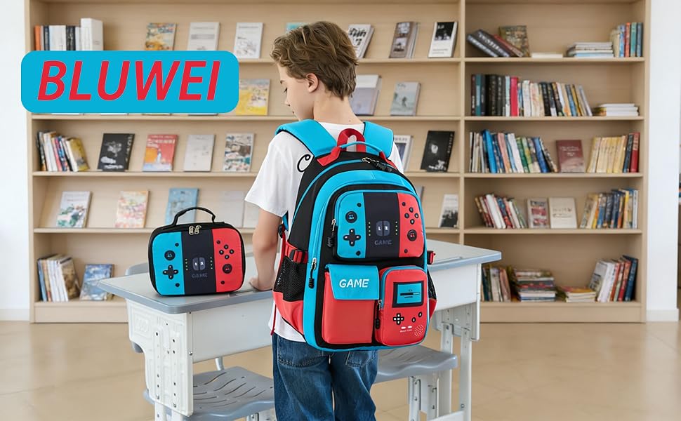 Red and blue classic color scheme game backpack