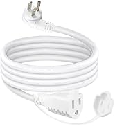 3FT White Flat Plug Outdoor Extension Cord - Weatherproof Garden Low Profile Flat Plug 3 Prong In...
