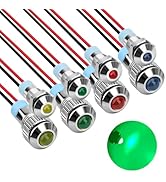 Linkstyle 8PCS 12V LED Metal Indicator Light, Waterproof Dashboard Signal Lamp Panel Lighting for...