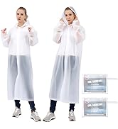 TUNCHMO Rain Coats for Adults Reusable - 2 Pack EVA Rain Ponchos with Hood for Men Women Button t...