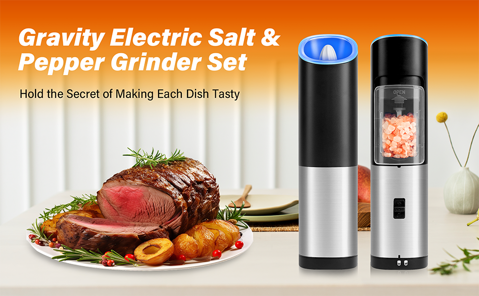 gravity salt and pepper grinder set