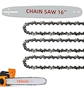 16 Inch Bar and Chain Combo, 16-Inch Replacement Chainsaw Bar and Chains 56 Drive Links .050" Gau...