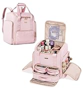 Prokva Large Makeup Backpack with 3 Clear Makeup Bags, Double Layers Professional Makeup Travel C...