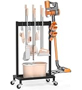 Broom Holder with Cleaning Supplies Organizer Load 160 LBS Cleaning Cart with Wheels Broom Closet...
