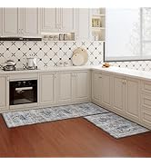 Boho Kitchen Rug Sets 2 Piece with Runner Non Slip Kitchen Rugs and Mats Washable Kitchen Mats fo...