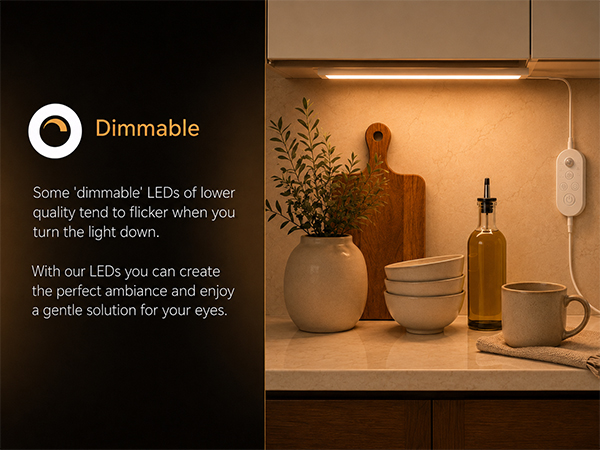 Adjustable under cabinet lighting with smooth dimming control
