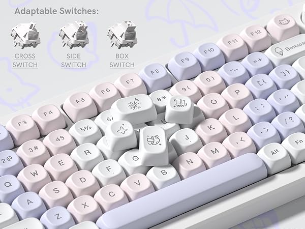 Womier PBT Keycaps Set, Dream Cute Keycaps MOA Profile Mechanical Keyboard Caps, Custom Key cap
