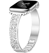 Newlibery Silver Slim Watch Bands for Women Compatible with Apple Watch 38mm 40mm 41mm 42mm (S10/...